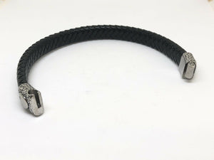 Mens or Ladies Leather Wristband Bracelet Bangle Cuff Stainless Steel Skull Clasp