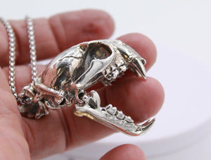 925 Sterling Silver Hallmarked  Large Cow Bull Animal Carcass Skull  Pendant