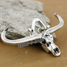 Load image into Gallery viewer, Hallmarked Solid 925 Sterling Big Buffalo Bull Horn Pendant