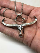 Load image into Gallery viewer, Hallmarked Solid 925 Sterling Big Buffalo Bull Horn Pendant