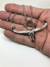 Load image into Gallery viewer, Hallmarked Solid 925 Sterling Big Buffalo Bull Horn Pendant