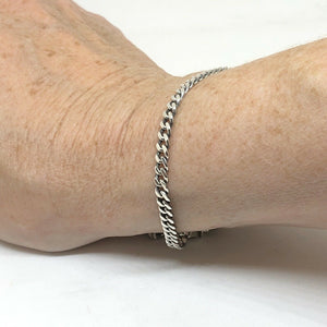 Ladies 925 Sterling Silver Hallmarked Cuban Chain Link Bracelet