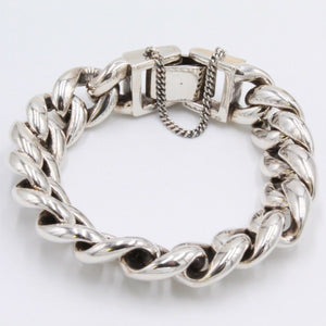 925 Sterling Silver Hallmarked Round Cuban Link Chunky Heavy Bracelet