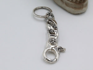 Solid 925 Silver Fleur De Lys Keyring Keychain Hallmarked