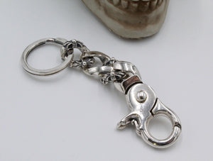 Solid 925 Silver Fleur De Lys Keyring Keychain Hallmarked