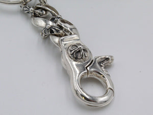 Solid 925 Silver Fleur De Lys Keyring Keychain Hallmarked