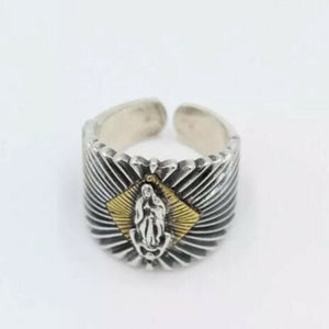 Hallmarked 925 Silver Mens Or Ladies Sizeable Mother Mary Ring