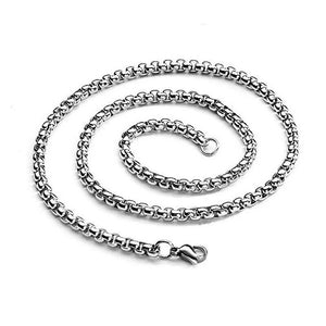 2mm 3mm 4mm 5mm Rolo Box Chain Lobster Clasp 316L Stainless Steel Necklace 60cm