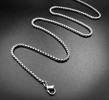 Load image into Gallery viewer, 2mm 3mm 4mm 5mm Rolo Box Chain Lobster Clasp 316L Stainless Steel Necklace 60cm