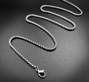 2mm 3mm 4mm 5mm Rolo Box Chain Lobster Clasp 316L Stainless Steel Necklace 60cm