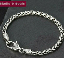 Load image into Gallery viewer, 925 Sterling Silver Hallmarked Mens Wheat Link Bracelet