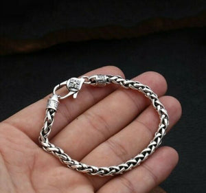 925 Sterling Silver Hallmarked Mens Wheat Link Bracelet