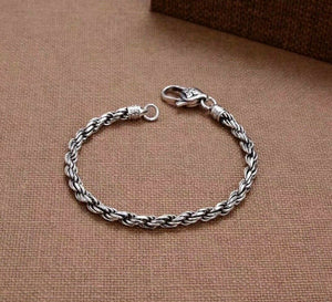 925 Sterling Silver Hallmarked Mens Wheat Link Bracelet