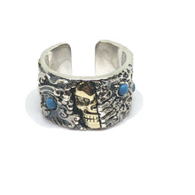 Load image into Gallery viewer, Hallmarked Mens or  Womens 925 Sterling Silver Half Skull Ring