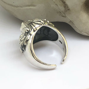 Hallmarked  925 Sterling Silver Lion Head Ring