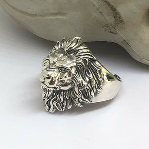 Hallmarked  925 Sterling Silver Lion Head Ring