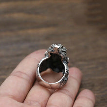 Load image into Gallery viewer, Hallmarked Mens Heavy Lion King Ring  925 Sterling Silver Biker Ring