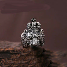 Load image into Gallery viewer, Hallmarked Mens Heavy Lion King Ring  925 Sterling Silver Biker Ring