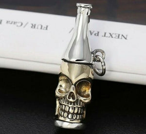 Hallmarked 925 silver Skull Bottle pendant