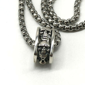 925 Sterling Square Skull Pendant Necklace Hallmarked