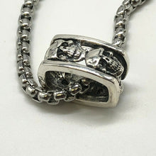 Load image into Gallery viewer, 925 Sterling Square Skull Pendant Necklace Hallmarked