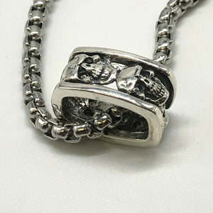 925 Sterling Square Skull Pendant Necklace Hallmarked