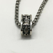 Load image into Gallery viewer, 925 Sterling Square Skull Pendant Necklace Hallmarked