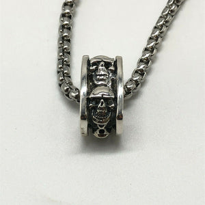 925 Sterling Square Skull Pendant Necklace Hallmarked