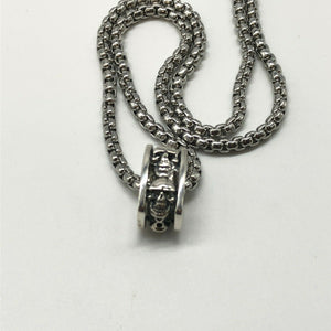 925 Sterling Square Skull Pendant Necklace Hallmarked