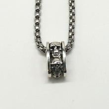 Load image into Gallery viewer, 925 Sterling Square Skull Pendant Necklace Hallmarked