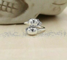 Load image into Gallery viewer, Solid 925 Hallmarked Sterling Silver Double Skull Resizeable Ring