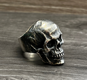 Oxidised 925 Sterling Silver High Detailed Skull Ring