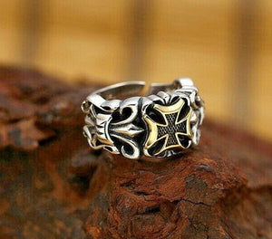 925 Sterling Silver Hallmarked Maltese Cross Ring (sizeable)