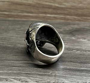 Oxidised 925 Sterling Silver High Detailed Skull Ring