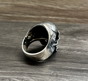 Oxidised 925 Sterling Silver High Detailed Skull Ring