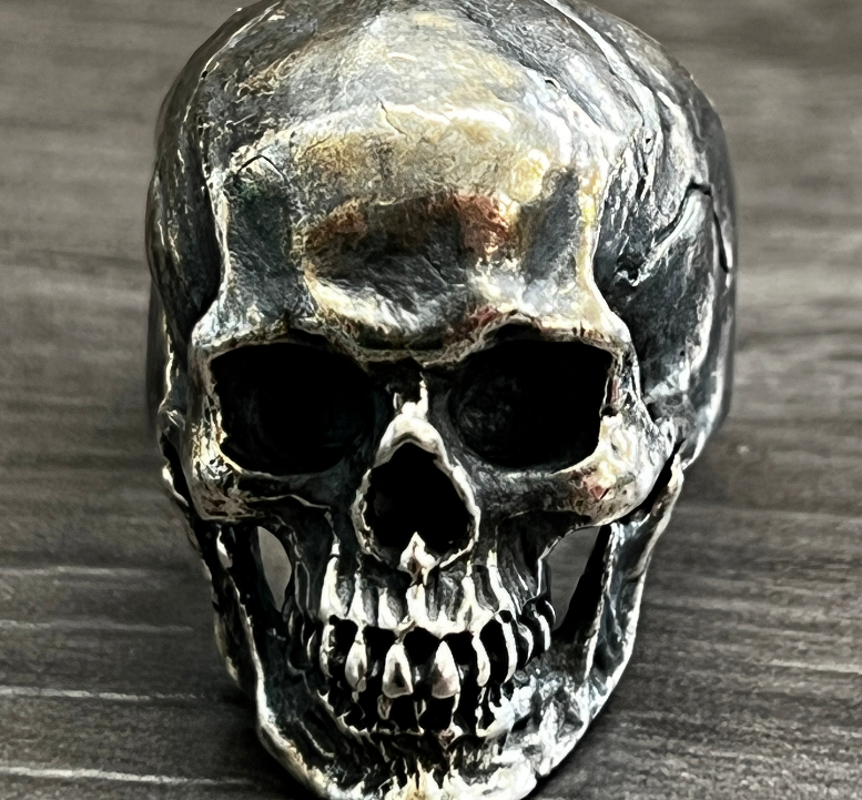 Oxidised 925 Sterling Silver High Detailed Skull Ring