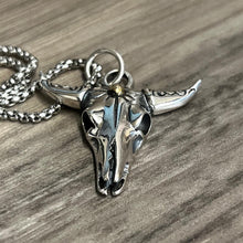 Load image into Gallery viewer, 925 Silver Cow Bull Hallmarked Skull Pendant Necklace