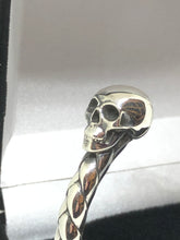 Load image into Gallery viewer, Solid Heavy 925 Hallmarked Sterling Silver Skull Bangle 73g