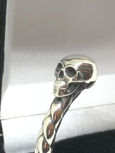 Solid Heavy 925 Hallmarked Sterling Silver Skull Bangle 73g