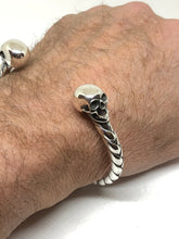 Load image into Gallery viewer, Solid Heavy 925 Hallmarked Sterling Silver Skull Bangle 73g