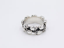 Load image into Gallery viewer, Solid 925 Sterling Silver Hallmarked  Skull Dominant Ring Thin Band