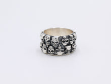 Load image into Gallery viewer, Solid 925 Hallmarked Sterling Silver Skull Dominant Wide Band Ring