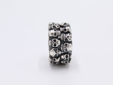 Load image into Gallery viewer, Solid 925 Hallmarked Sterling Silver Skull Dominant Wide Band Ring