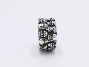 Solid 925 Hallmarked Sterling Silver Skull Dominant Wide Band Ring