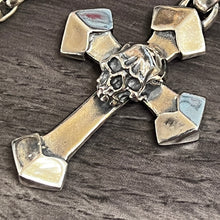 Load image into Gallery viewer, Heavy sterling silver skull cross and chain