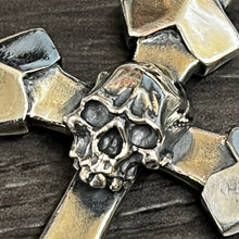 Load image into Gallery viewer, Heavy sterling silver skull cross and chain