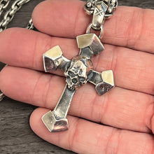 Load image into Gallery viewer, Heavy sterling silver skull cross and chain