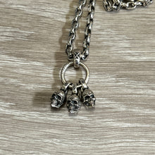 Load image into Gallery viewer, 925 Sterling Silver 3 Skulls Pendant and 70cm Chain