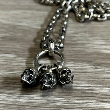 Load image into Gallery viewer, 925 Sterling Silver 3 Skulls Pendant and 70cm Chain