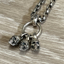 Load image into Gallery viewer, 925 Sterling Silver 3 Skulls Pendant and 70cm Chain